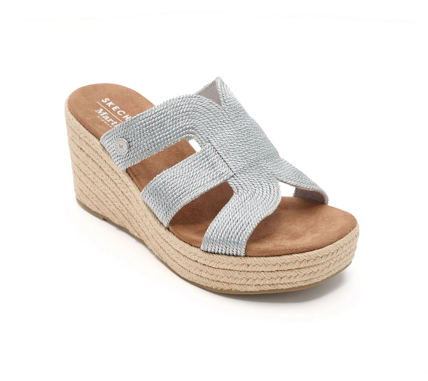 Martha Stewart X Skechers Metallic Jute Slide Wedge Sandals