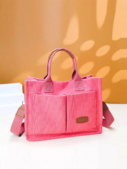 Summer Everything Tote Bag for Women, Plain/Cherry Pattern Work Bag, Everyday Shoulder Bag, Trendy Versatile Commuting Bag, Girl Large Beach Bags