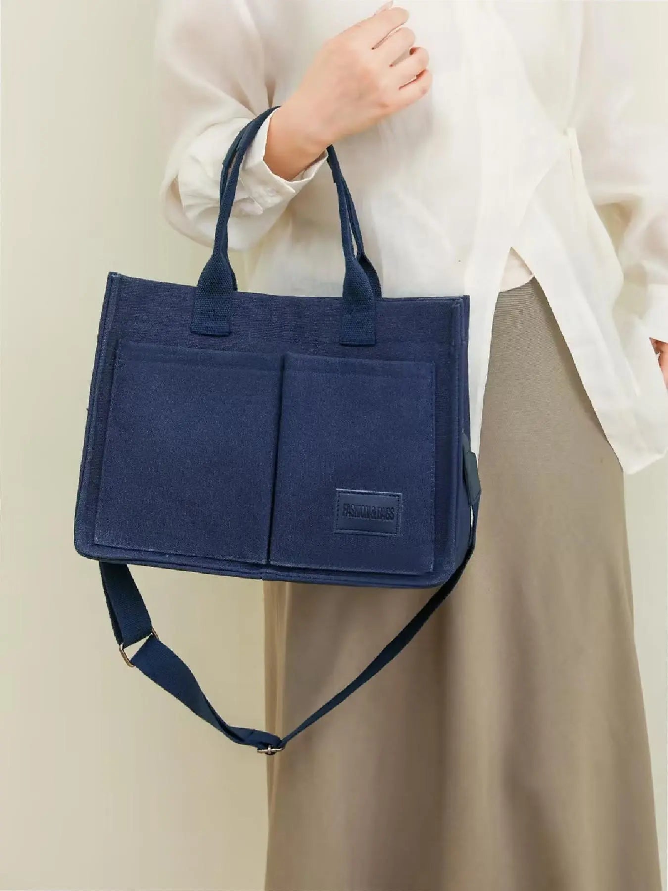 Summer Everything Tote Bag for Women, Plain/Cherry Pattern Work Bag, Everyday Shoulder Bag, Trendy Versatile Commuting Bag, Girl Large Beach Bags