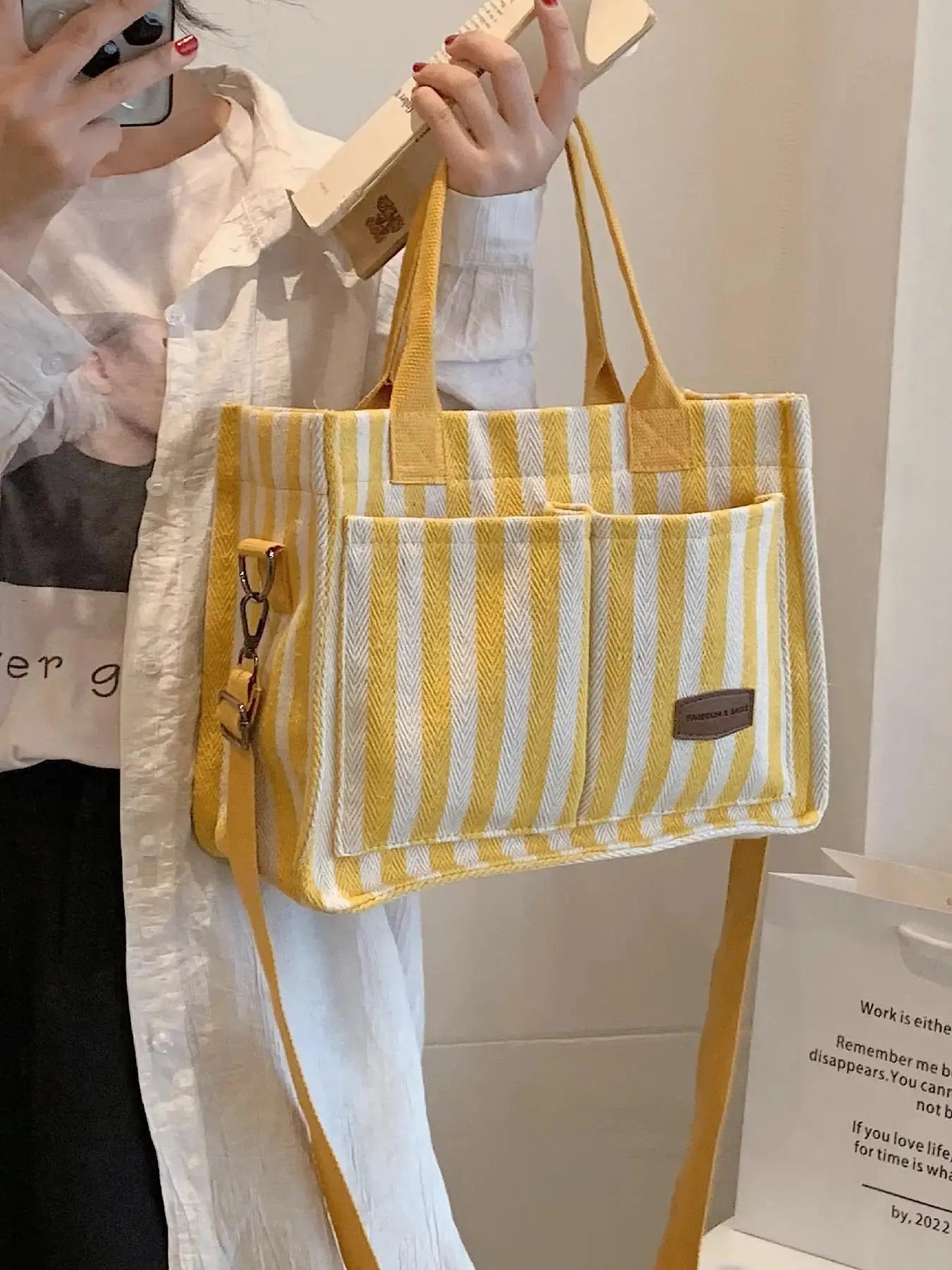 Summer Everything Tote Bag for Women, Plain/Cherry Pattern Work Bag, Everyday Shoulder Bag, Trendy Versatile Commuting Bag, Girl Large Beach Bags