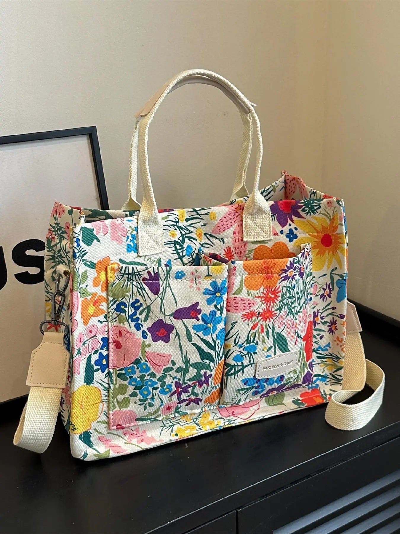 Summer Everything Tote Bag for Women, Plain/Cherry Pattern Work Bag, Everyday Shoulder Bag, Trendy Versatile Commuting Bag, Girl Large Beach Bags