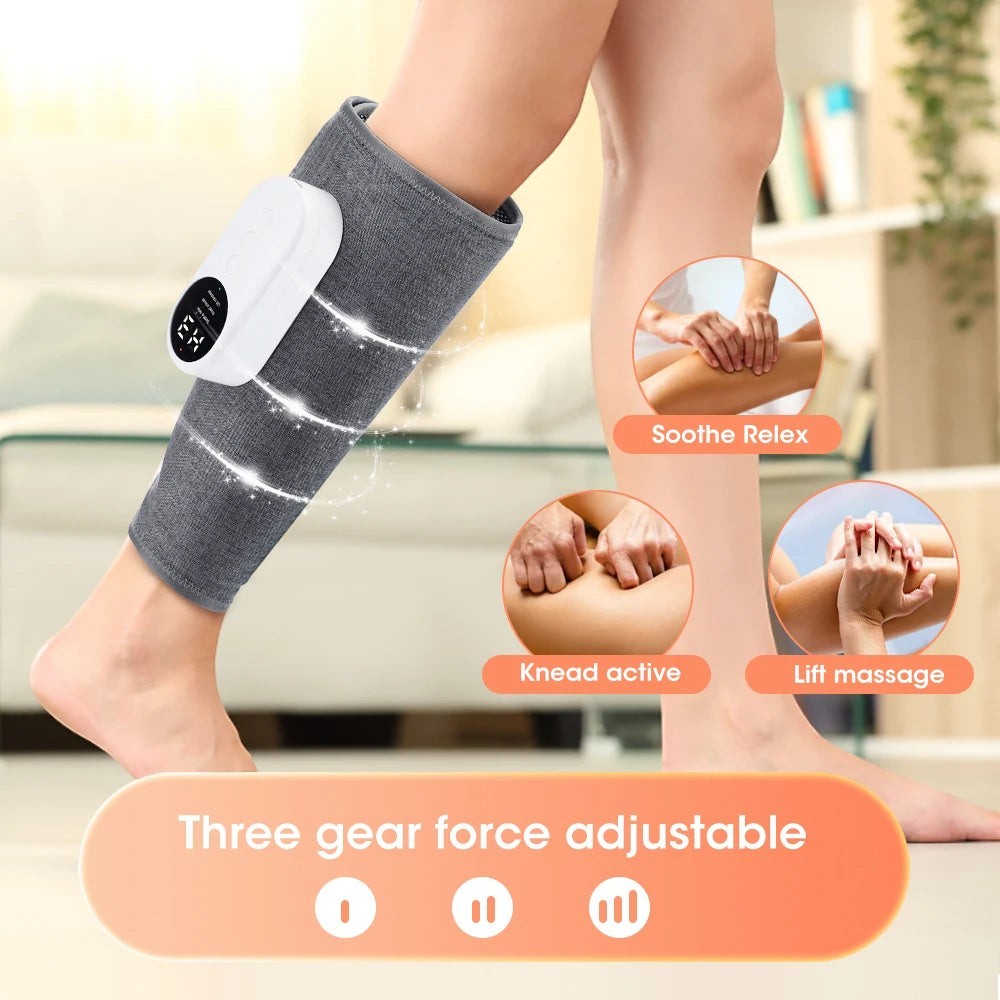 Wireless 360° Air Pressure Calf Massager 3 Level Hot Compress Airbag Compression Massage Leg Muscle Foot Relax Blood Circulation