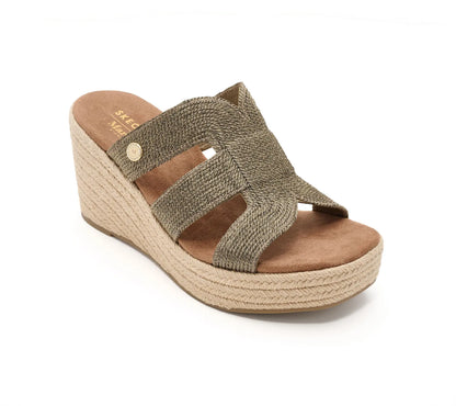 Martha Stewart X Skechers Metallic Jute Slide Wedge Sandals