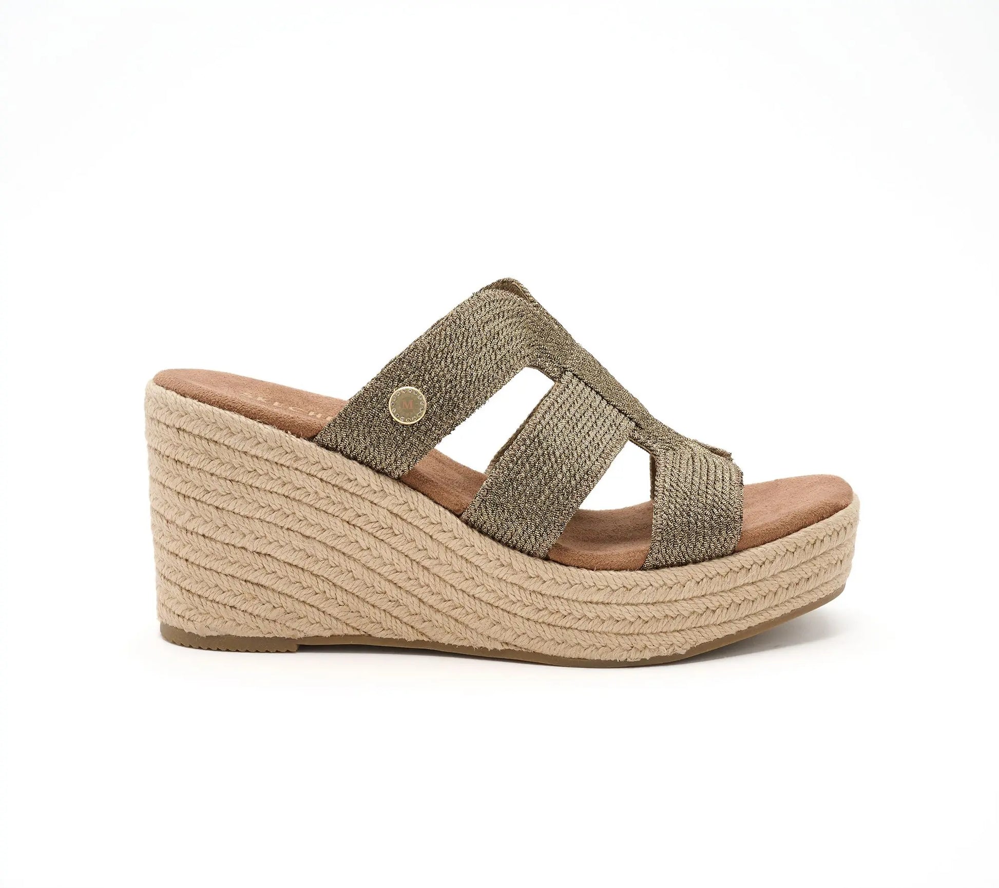 Martha Stewart X Skechers Metallic Jute Slide Wedge Sandals