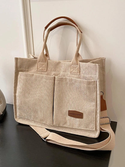 Summer Everything Tote Bag for Women, Plain/Cherry Pattern Work Bag, Everyday Shoulder Bag, Trendy Versatile Commuting Bag, Girl Large Beach Bags