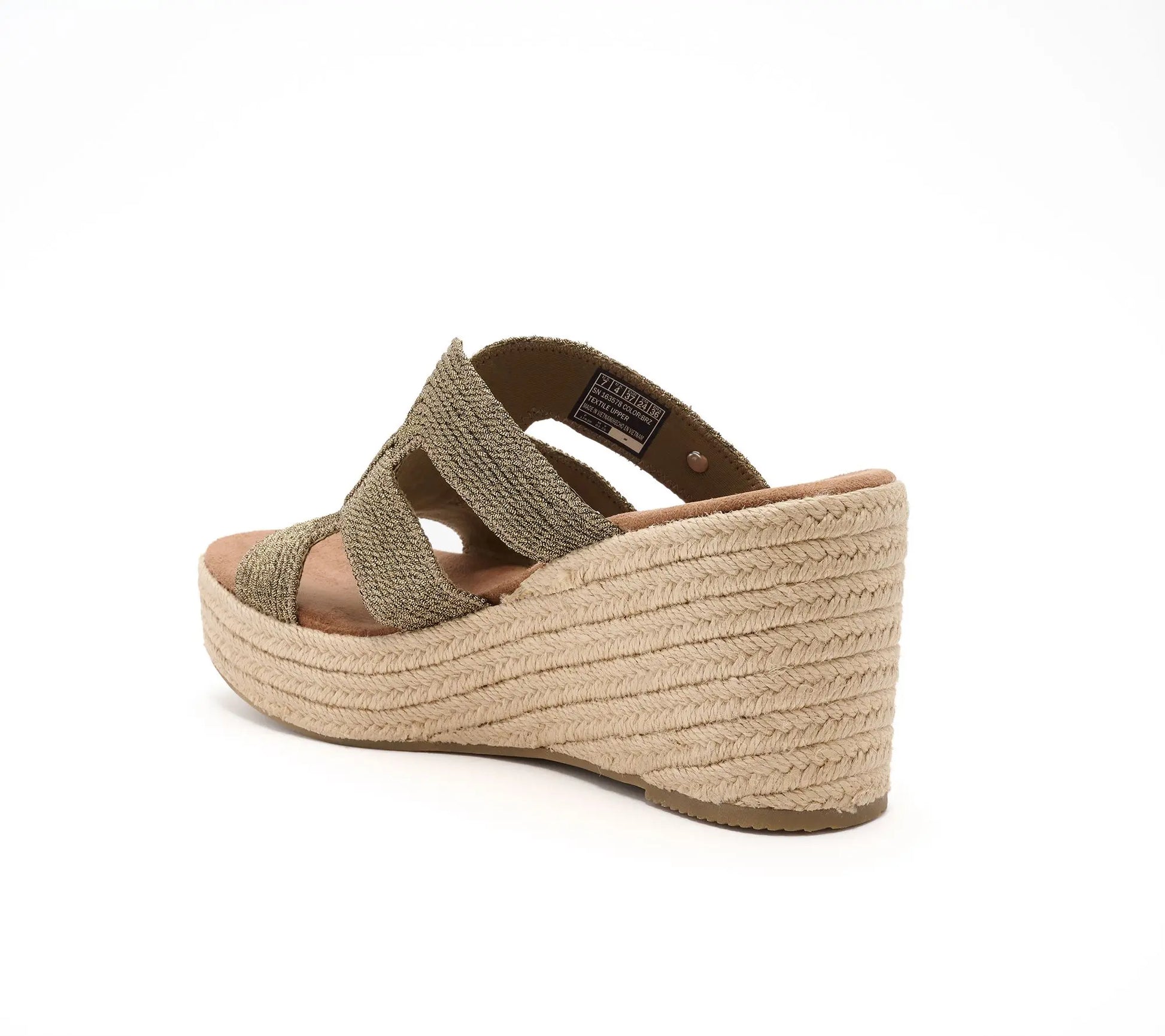 Martha Stewart X Skechers Metallic Jute Slide Wedge Sandals