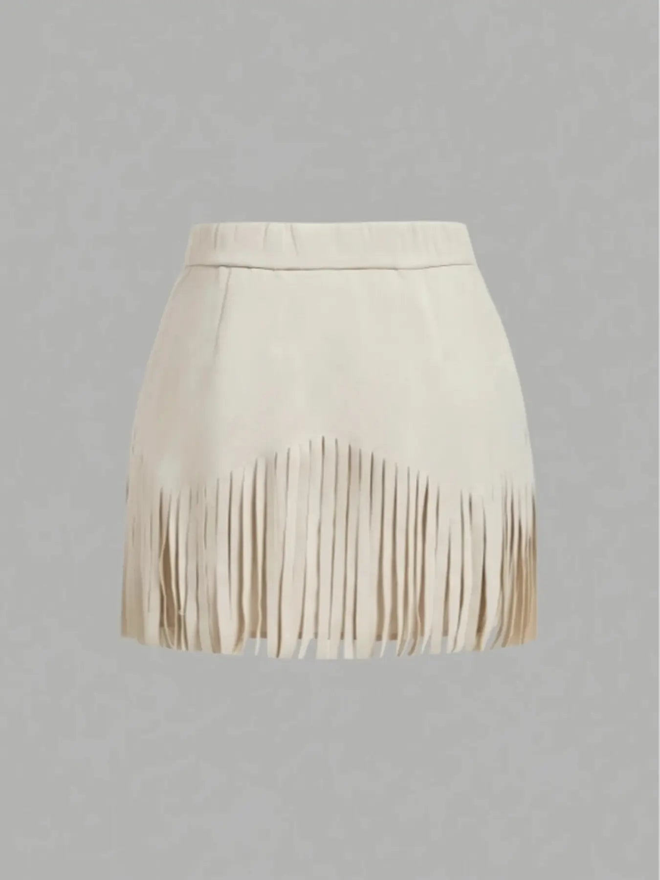 Women'S Vintage Hippie Rivet Fringe Faux Leather Short A-Line Skirt, Retro Style, Casual Wear, Perfect for All Seasons