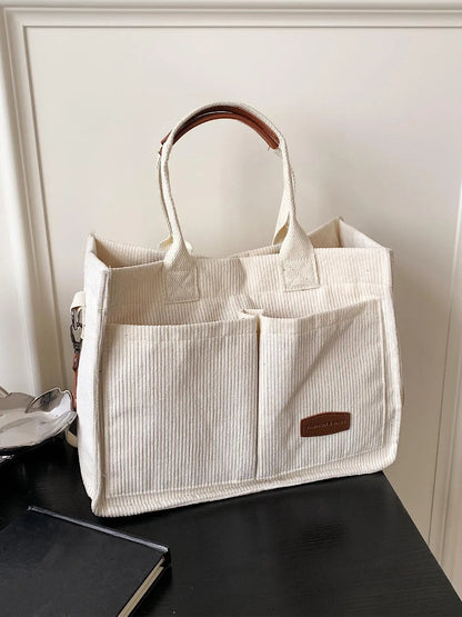 Summer Everything Tote Bag for Women, Plain/Cherry Pattern Work Bag, Everyday Shoulder Bag, Trendy Versatile Commuting Bag, Girl Large Beach Bags