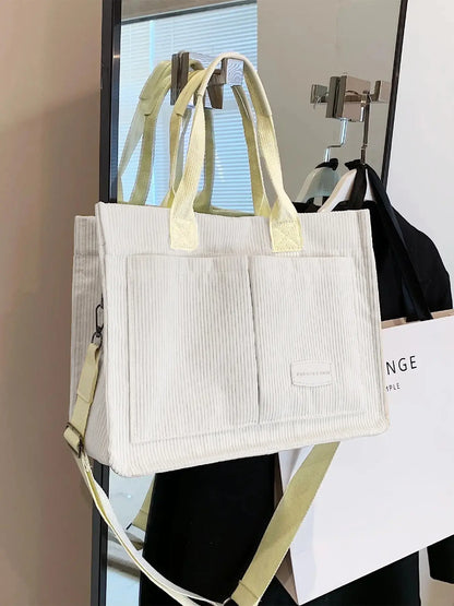 Summer Everything Tote Bag for Women, Plain/Cherry Pattern Work Bag, Everyday Shoulder Bag, Trendy Versatile Commuting Bag, Girl Large Beach Bags