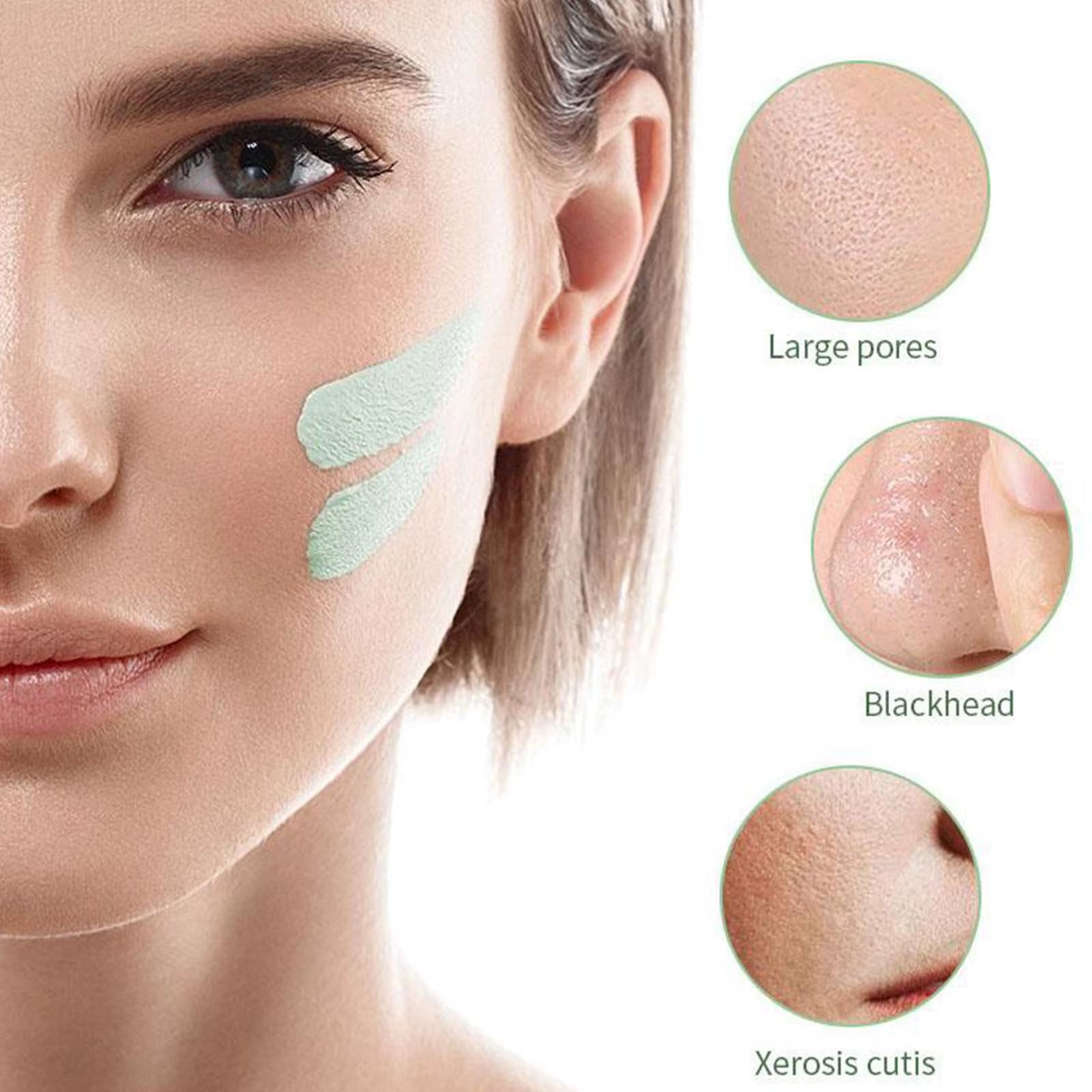Green Tea Solid Cleansing Mask Acne Blemish Treatment Cream Blackhead Removal Natural Plant Formula Mild Skincare Solution