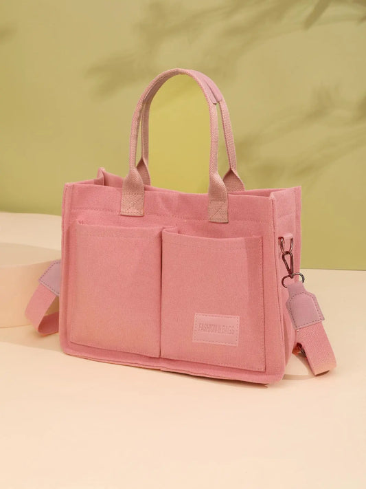 Summer Everything Tote Bag for Women, Plain/Cherry Pattern Work Bag, Everyday Shoulder Bag, Trendy Versatile Commuting Bag, Girl Large Beach Bags