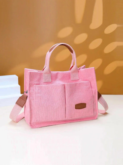 Summer Everything Tote Bag for Women, Plain/Cherry Pattern Work Bag, Everyday Shoulder Bag, Trendy Versatile Commuting Bag, Girl Large Beach Bags