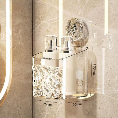 Rosavina Duschregal aus transparentem Kunststoff mit dekorativem Muster, für Shampoo und Duschgel, bohrfreie Montage