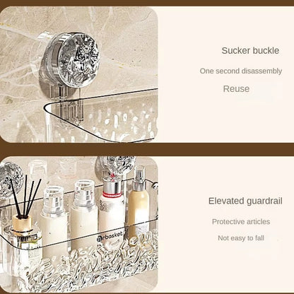 Rosavina Duschregal aus transparentem Kunststoff mit Saugnapf, ideal für Shampoo und Duschgel, bohrfreie Montage