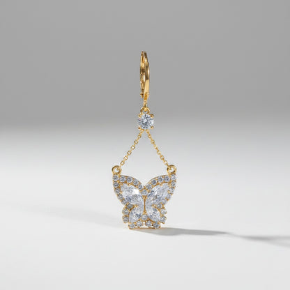 Rosavina goldfarbene Schmetterling-Ohrringe mit funkelnden Zirkonia-Steinen im Diamant-Look